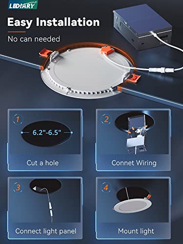 Lediary 12 Pack 6Cct Led Recessed Lighting 6 Inch With Junction Box, 2500K-5000K Selectable, 1100Lm, 12W Eqv 110W, Dimmable Can-Killer Downlight - Ic Rated, Etl Certified #TOP5