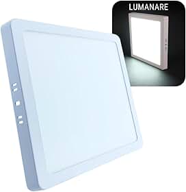 Painel Plafon LED de Sobrepor 18W Quadrado 20x20cm Slim 6500K Estrutura Resistente - Luz Branca Fria Premium