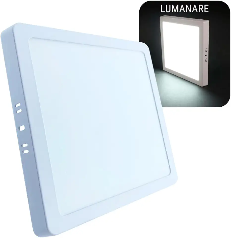 Painel Plafon LED de Sobrepor 18W Quadrado 20x20cm Slim 6500K Estrutura Resistente - Luz Branca Fria Premium