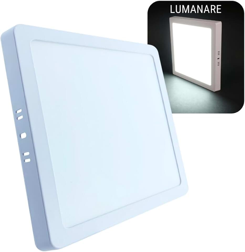 Painel Plafon LED de Sobrepor 18W Quadrado 20x20cm Slim 6500K Estrutura Resistente - Luz Branca Fria Premium