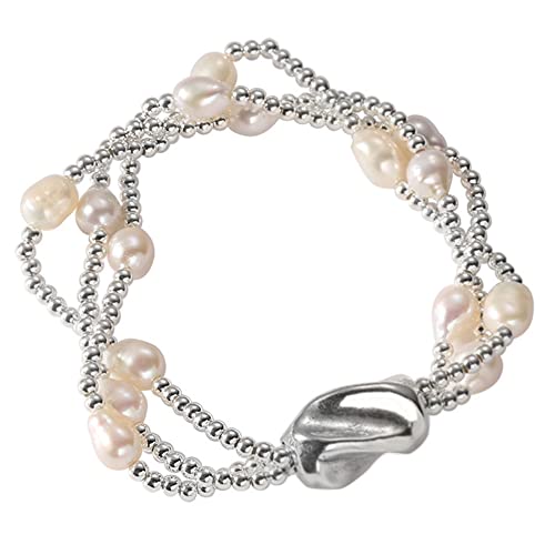 Bracelet perles trois couches en argent 925, le cadeau magnifique pour femmes et jeunes filles