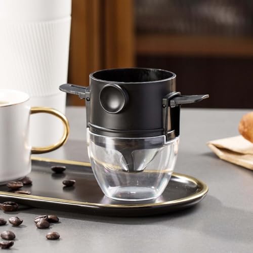 Image of Filter Coffee Machine with Bottom Cup, Stainless Steel Reusable Coffee Filter, Portable Coffee Maker for Home, Office, Travel and Camping, Coffee Dripper with Easy Clean Design