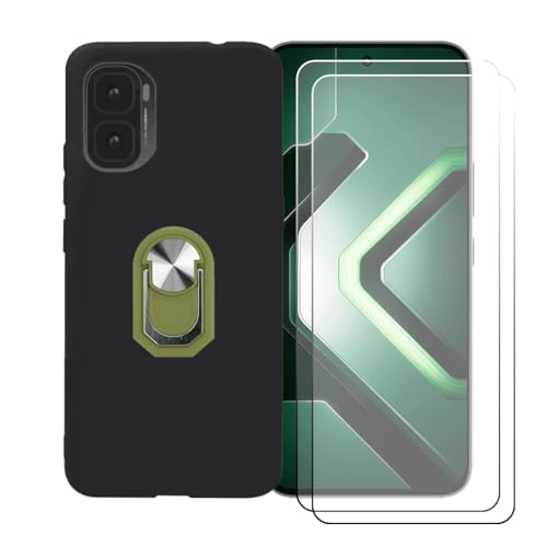 CongJiaLingXi �P�[�X �K�p �� Infinix GT 50 Pro X6891 (6.78") �����O�T�|�[�g+ [2�p�b�N]�����K���X�X�N���[���v���e�N�^�[�A�_��ȃV���R�[���V�F���o���p�[TPU�ی�J�o�[�������,�O���[��