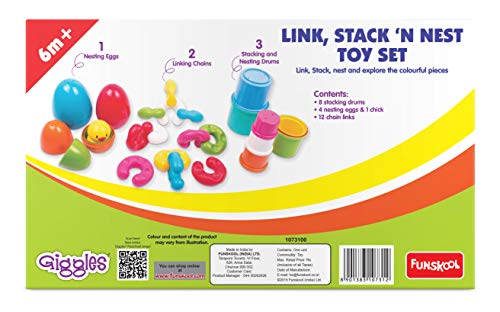 Image of Giggles - Nico The Giraffe & Giggles - Link Stack N Nest Toy Set, Multicolour 3 in 1