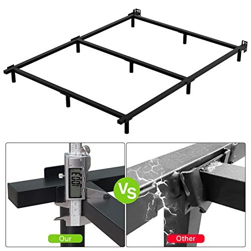 Queen Size Metal Bed Frame 7 Inch Support Bed Frame For Box Spring And Mattress Set 9-Leg Heavy Duty Bedframe Tool-Free Easy Assembly Sturdy Platform Black #TOP3