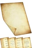 Augustus Vintage Certificate Paper, Scroll Papyrus Effect, Like Decorative Parchment Paper, Craft & Letter Writing - 60 Sheets, A4, Double Sided, Printer Friendly, 100 GSM - Astra Print