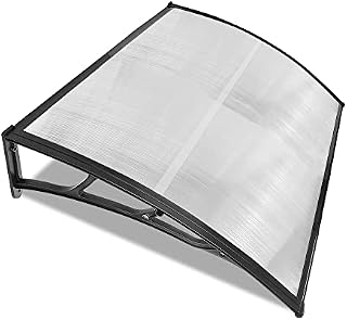 Front Door Canopy Outdoor 120x80cm, Rain Shelter Awning Canopy Window Roof Cover for Door Porch Canopy Rain Protector Polycarbonate Roofing Sheets Awning Patio Door Canopies for Outside (Black)