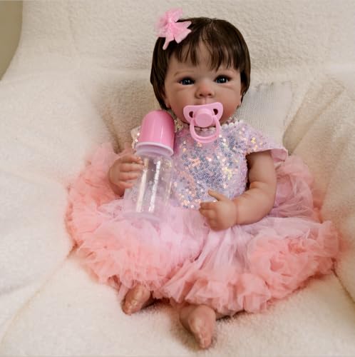 RXDOLL Muñecas Reborn Bettie de 18 pulgadas realistas para bebés que se ven reales Muñeca de tela suave, cuerpo realista para recién nacidos con cabello enraizado, juguetes para niños pequeños a