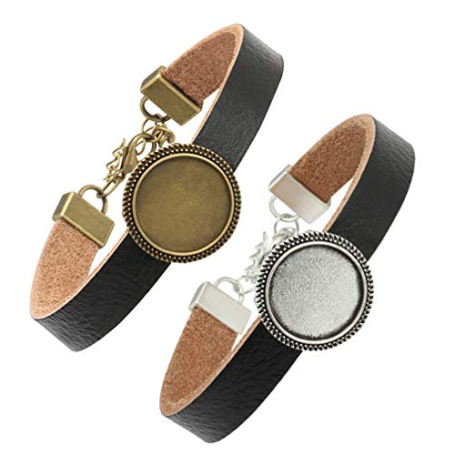 EXCEART 2 Pcs CabochÃ£o Pulseira de Couro Bandejas CabochÃ£o Pulseira EspaÃ§os Em Branco Bandeja Mol