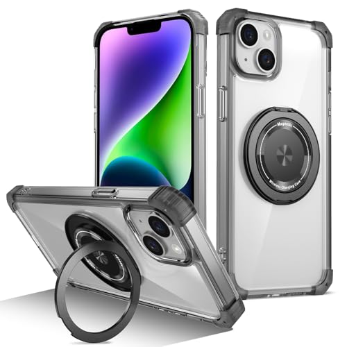 Coque antichoc iPhone 15 rotative 360 compatible avec recharge sans fil noir