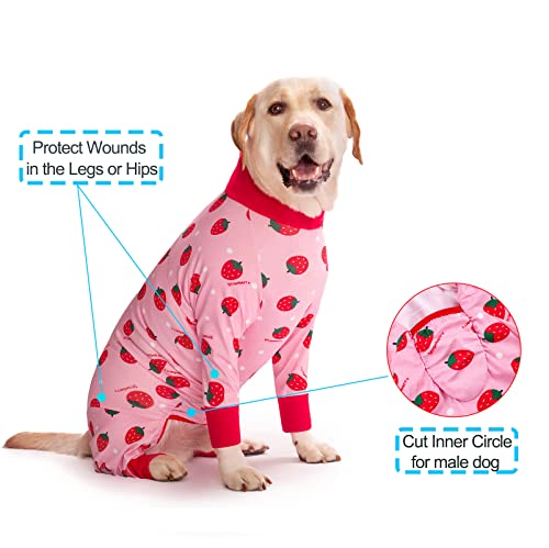 Dog Recovery Suit After Surgery Female Male, Medium Large Dog Neuter Shirt Cone Alternatives Prevent Licking Surgical Onesies (Strawberry, 3XL) by Yeapeeto - Used condition - Image 2