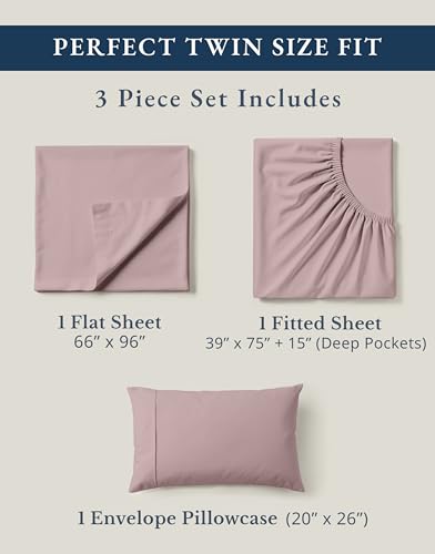 Image of LANE LINEN Sustainable 100% Organic Cotton Twin Size Bed Sheets, Soft & Comfy Mercerized Fully Elasticized Naturally Cooling Machine Washable Twin Sheet Sets Cotton- Lilac