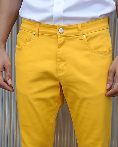 TEGIAS Men's Slim-Fit Stretch Plaid Jean Classic Comfort Regular Fit3