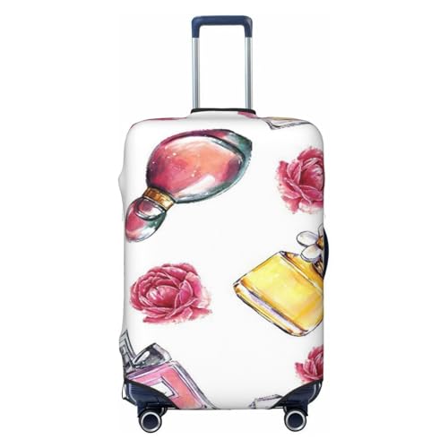Dsympay Vintage Perfume Flowers Beauty And Fashion Luggage Cover, Premium Washable Suitcase Protector With Secure Zipper & Buckle Closure, Fits 18-32 Inch Travel Luggagesmall