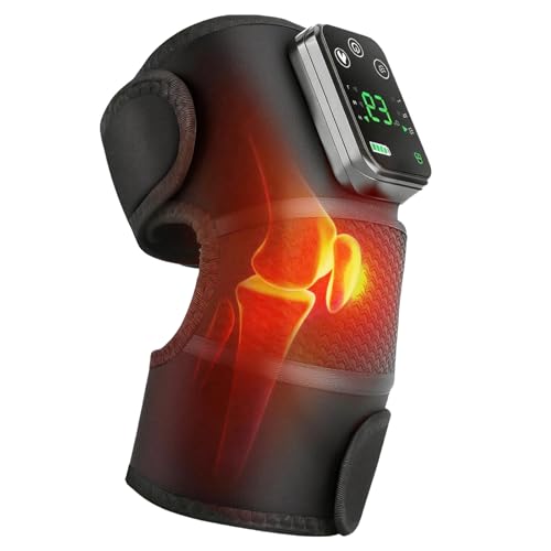 Turmegtt Heated Knee Support for Arthritis, 3-Intensity Vibration Heat Knee Massager with Temperature Control for Pain Relief, 3-in-1 Joint Brace Pain Relief for Elbow and Shoulder as Well (Black)