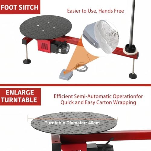 Industrial Electric Stretch Film Wrapping Machine, Heavy-Duty Dispenser, Single/Double Shaft, 40cm Pallet Size, Adjustable Turntable Speed for Optimal Efficiency