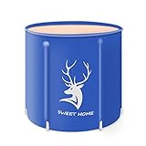 KELIXU Portable Bathtub, Foldable Soaking Bath Tub for Shower Stall, Thickening with Thermal Foam to Keep Temperature, Easy to Install,No inflate,Blue