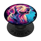 Colorful Golden Retriever Portrait PopSockets Standard PopGrip