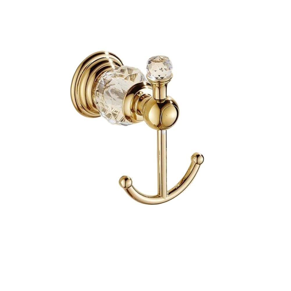 Towel Ring, Golden Crystal Bath Hardware Set Soap Dishes Towel Rack Bar Paper Holder Dish(Hook Only)