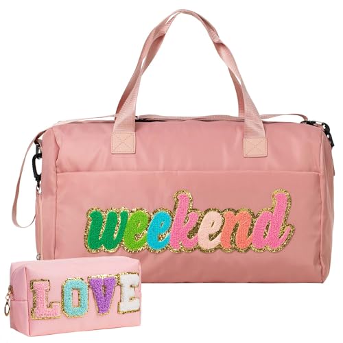 2 Pcs Love Chenille Letter Preppy Travel Bags - Weekender,