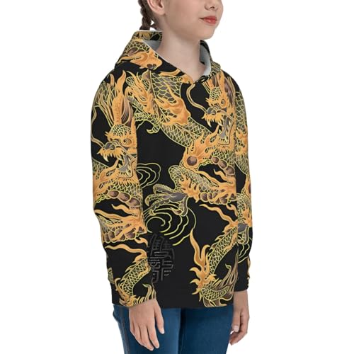 Oriental Dragon Kids Pullover Hoodies Boys Sweatshirts Girls Athletic Clothes with Pocket3