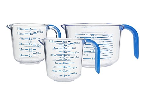Arrow Plastic Measuring Cups For Liquids, Set Of 3 - With Cool-Grip Handle - Bpa-Free, Stackable Measuring Cups With Spout And Clear Measurements - Microwave And Dishwasher Safe - 1.5, 2.5, 4.5 Cups #TOP23