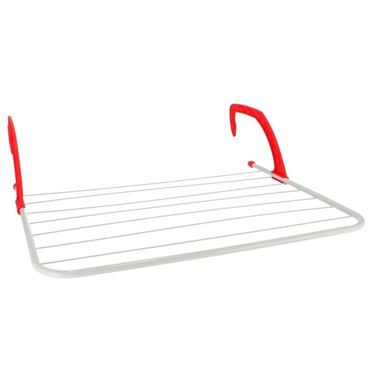 Acan Tradineur - Tendedero Plegable para balcón o radiador, Metal y plástico, 7 Metros de tendido, Soporte para Tender Ropa (Rojo y Blanco, 62 x 50 x 16,5 cm)