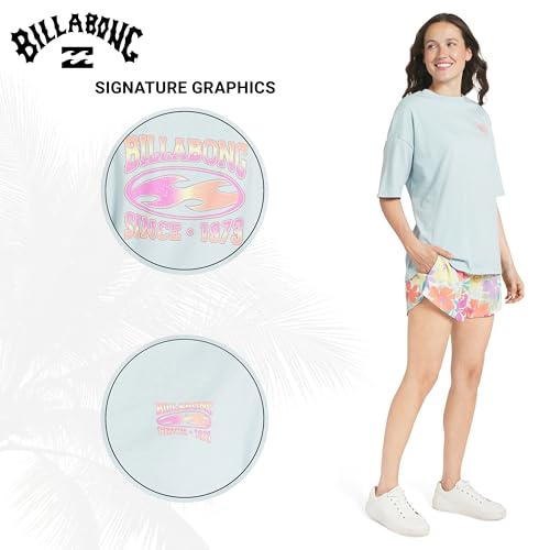 Billabong Women's Relaxed Fit Premium Soft Cotton Tee Short Sleeve Graphic Oversized T-Shirt, Dusk Blue, Large by Billabong - Used condition - Image 4