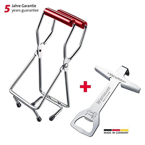 Westmark 2-Piece Set: 1 Screw Lid Opener + 1 Jar Lifter, High Quality Plastic/Steel, Vacumex, Silver/Red, 105322E6 - Image 2
