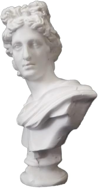 2.7 Inch Resin Apollo Belvedere Bust Statue Greek Mythology Figurine Sculpture for Sketching, Art Drawing Resin Ornament, Modern Home Decoration, White