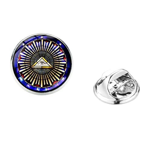 Preisvergleich Produktbild Freimaurer Illuminati Reversnadel Zirkel Pyramide Auge Zeichen Glas Cabochon Edelstahl Pins Dekorativer Schmuck für Herren