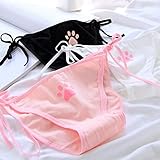 WYCSDD 3Pcs Japan Style Lolita Claw Nette Damenunterwäsche Bangdage Low Waist Baumwollhöschen Dessous Kawaii Seamless Brief
