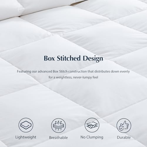 Image of Pacific Coast Lightweight Goose Feather Down Fiber Comforters King Size, Summer Duvet Insert, Ultra Soft, Breathable, Hotel Luxury Bedding Comforter with 8 Tabs, White, 106 x 90 inches