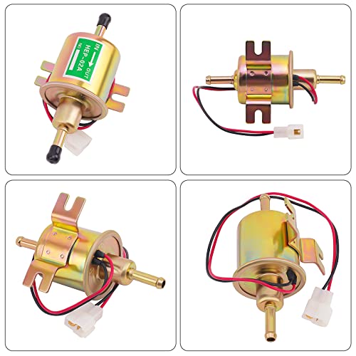 Electric Fuel Pump 12V Universal For Low Pressure Fuel Pump Transfer Inline For Carburetor Atv Lawn Mower Carburetor Gas Diesel Engine Hep-02A 2.5-4Psi #TOP1