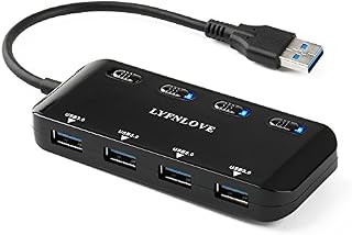 LYFNLOVE Ultra Slim USB 3 Hub, 4-Ports USB 3.0 Splitter High-Speed USB Data