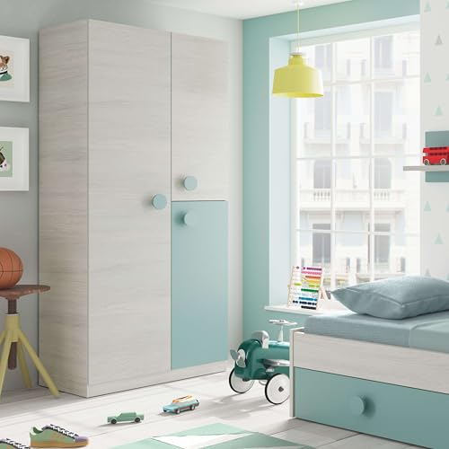 Variante de Habitdesign armario dormitorio 200x90x52 cm Blanco Alpes y Verde Acqua