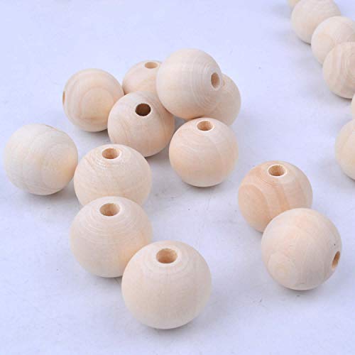 Bronagrand 100Pcs 20Mm Natural Color Round Ball Wood Spacer Beads Jewelry Findings Charms #TOP4