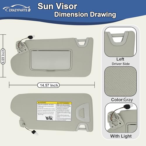 image for CRAZYPARTS Driver Left Side Sun Visor Replacement Compatible with Niss
