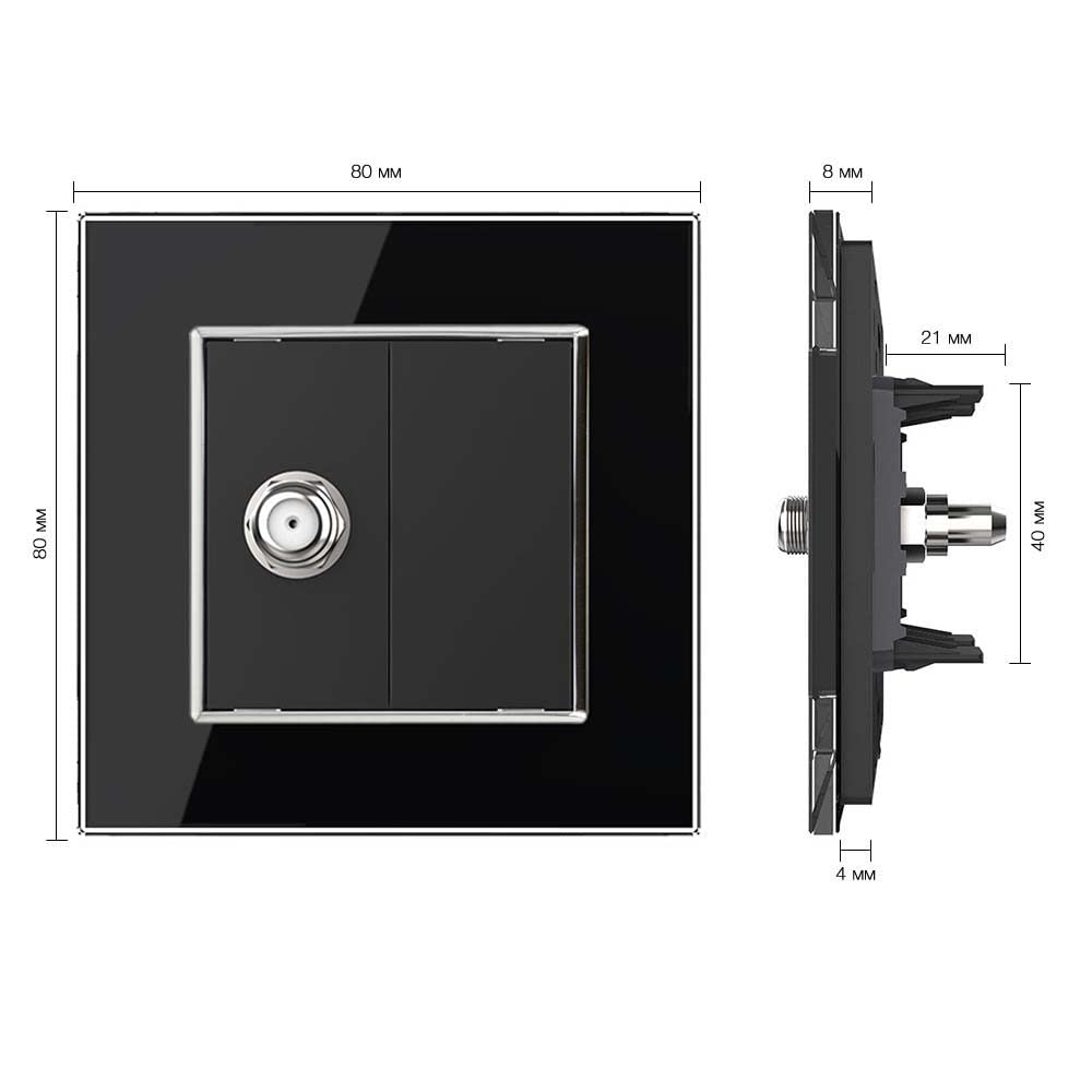Presa TV Antenna Livolo In Vetro Grigio - Design Moderno Per Parete