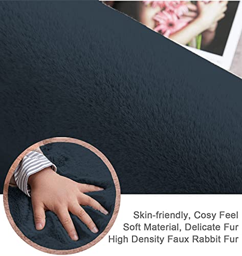 Image of Luxe Home Rabbit Fur Soild Bath Mat Super Soft, Anti-Slip, Washable, Rectangle, for Bathroom Door Mate, Bedroom Door Mats (Anthra, 40x60 cm)