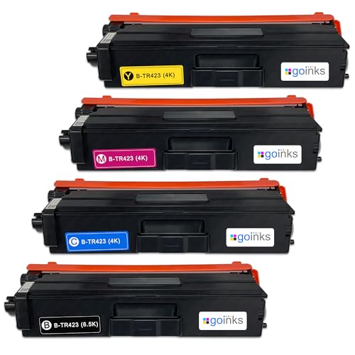 Go Inks Compatible TN423 Toner Cartridges Set – 4 Pack (Black, Cyan, Magenta, Yellow) Replacement for Brother DCP, HL & MFC Printers – High Capacity, Reliable Printing
