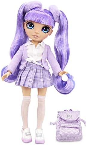 Rainbow High Jr High - VIOLET WILLOW - 9-Inch (23cm) Purple Fashion Doll with Outfit & Accessories - Includes Fabric Backpack with Open & Close Feature - Gift & Collectable for Kids Ages 6+