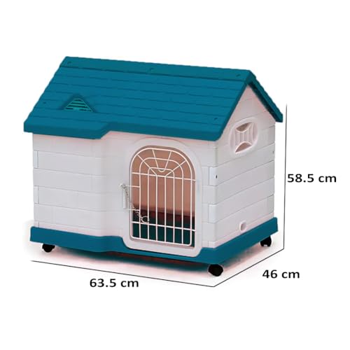 Image of Dear Pet Weatherproof Plastic Dog House 63.5x46x58.5 cm - UV‑Resistant, Insulated, Portable Kennel with Ventilation & Lockable Door - Easy‑Clean Indoor /Outdoor Pet Shelter