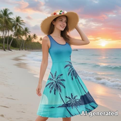 Image of Hawaii Matching Couple Outfits Husband and Wife Clothing Fashionable Mens Casual Shirts Hawaii Dress with Soft Fabric