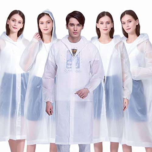 Image of Rain Poncho Raincoats for Adult Reusable - 2-5 Pack EVA Waterproof Rain Coat with Hood, Rain Gear for Men Women