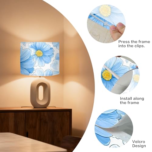Image of Nuxovilar Lamp Shades Set of 2, 13 inch Top x 13 inch Bottom x 10 inch High (Spider) | Table lamp shades blue floral design bedroom home office covers light protective accessories (Floral)