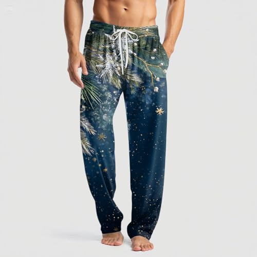 Men Christmas Pajama Pants Lounge Pants Elastic Waist Soft Comfortable Print PJ Bottoms2