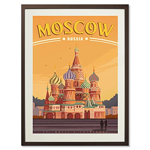 Xtvin Russia Moscow Red Square St. Basil's Cathedral Vintage Travel Posters From Around The World Landscape Wall Art Print Decor Painting Gift Home Decoration Stickers (12X18 Inch) #TOP6