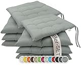 ZOLLNER 8er-Set Stuhlkissen mit Bändern, 40x40 cm, grau