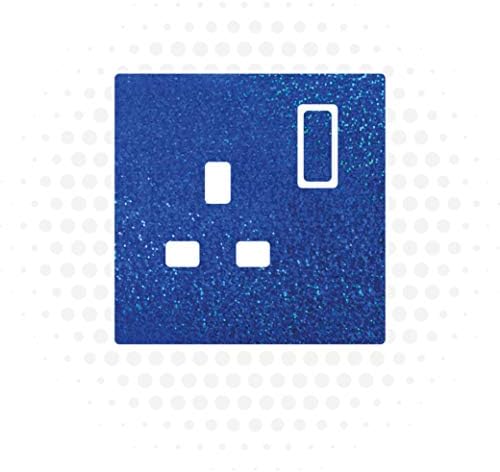 Landing Designs METAL FLAKE GLITTER EFFECT UK LIGHT SWITCH STICKERS, KITCHEN LIVING ROOM DECORATING (Black Double Sockets)